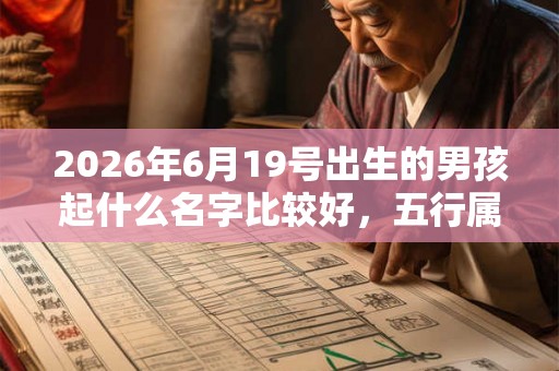 2026年6月19号出生的男孩起什么名字比较好，五行属什么