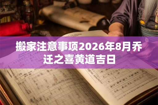 搬家注意事项2026年8月乔迁之喜黄道吉日