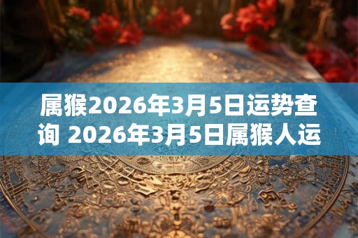 属猴2026年3月5日运势查询 2026年3月5日属猴人运势好吗