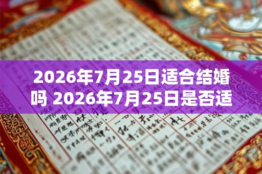 2026年7月25日适合结婚吗 2026年7月25日是否适合举办婚礼