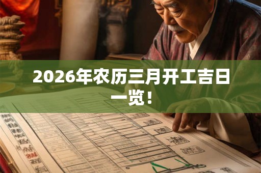 2026年农历三月开工吉日一览！