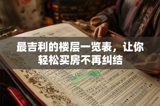 最吉利的楼层一览表，让你轻松买房不再纠结