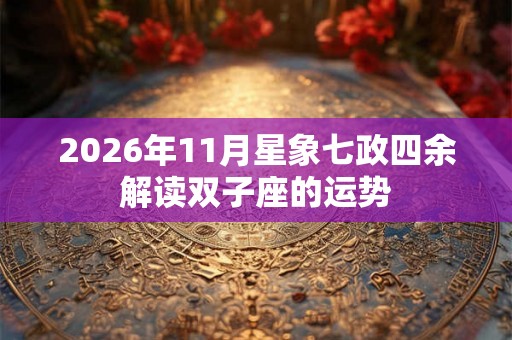 2026年11月星象七政四余解读双子座的运势
