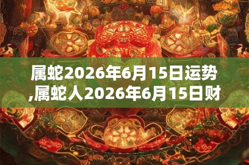 属蛇2026年6月15日运势,属蛇人2026年6月15日财运,生肖蛇2026年6月15日运势