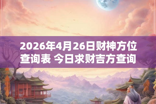 2026年4月26日财神方位查询表 今日求财吉方查询