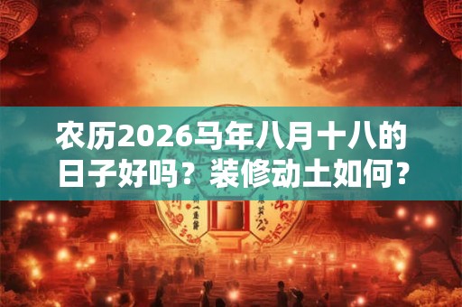 农历2026马年八月十八的日子好吗？装修动土如何？