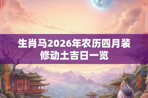 生肖马2026年农历四月装修动土吉日一览 生肖马2026年农历四月装修动土吉日一览