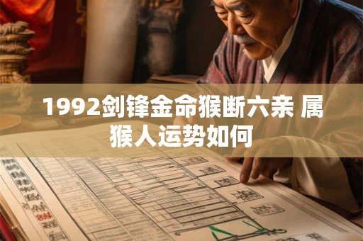 1992剑锋金命猴断六亲 属猴人运势如何