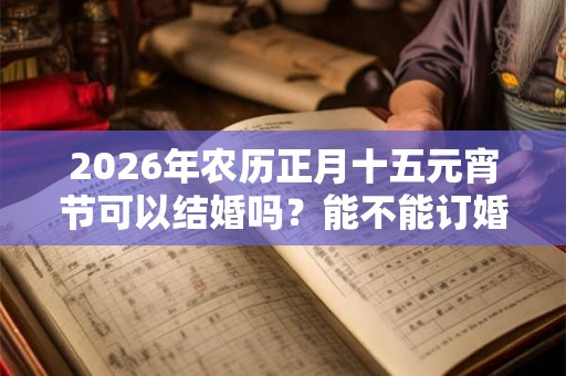 2026年农历正月十五元宵节可以结婚吗？能不能订婚？