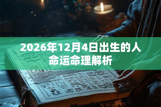2026年12月4日出生的人命运命理解析