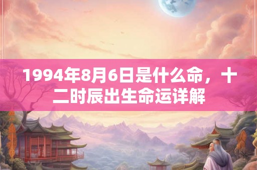 1994年8月6日是什么命，十二时辰出生命运详解