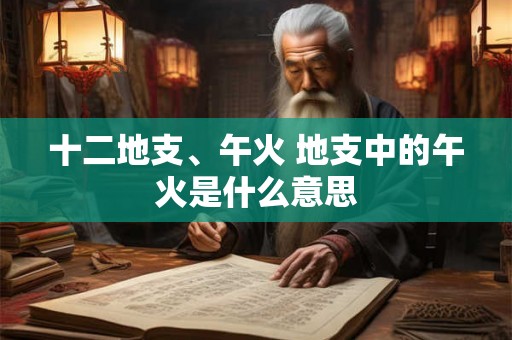十二地支、午火 地支中的午火是什么意思