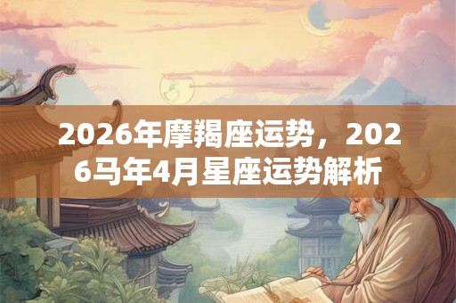 2026年摩羯座运势，2026马年4月星座运势解析