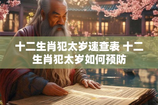 十二生肖犯太岁速查表 十二生肖犯太岁如何预防