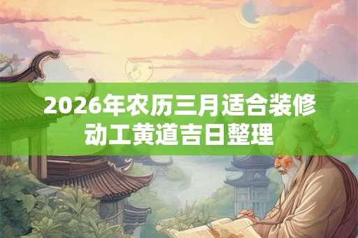 2026年农历三月适合装修动工黄道吉日整理