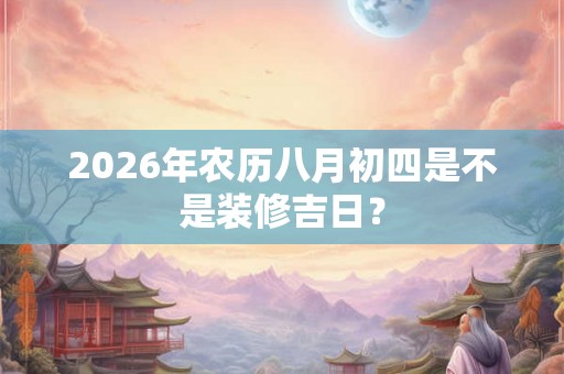 2026年农历八月初四是不是装修吉日？