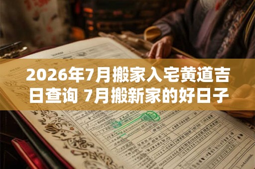 2026年7月搬家入宅黄道吉日查询 7月搬新家的好日子！