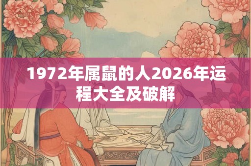 1972年属鼠的人2026年运程大全及破解 1972年属鼠的人2026年运程大全及破解