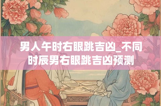 男人午时右眼跳吉凶_不同时辰男右眼跳吉凶预测