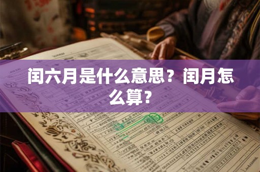 闰六月是什么意思？闰月怎么算？