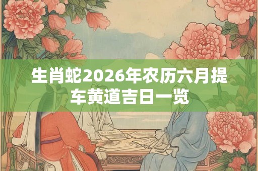 生肖蛇2026年农历六月提车黄道吉日一览
