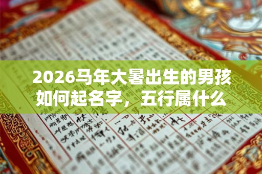 2026马年大暑出生的男孩如何起名字，五行属什么