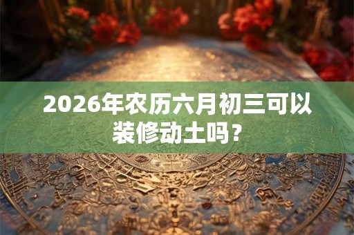 2026年农历六月初三可以装修动土吗？