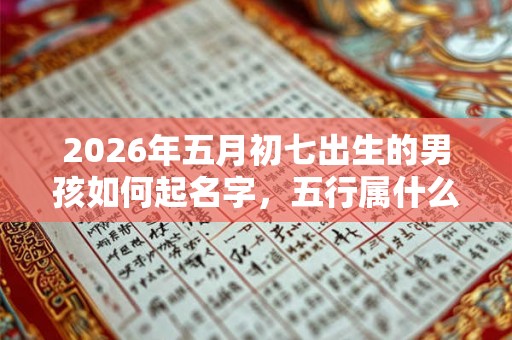 2026年五月初七出生的男孩如何起名字，五行属什么