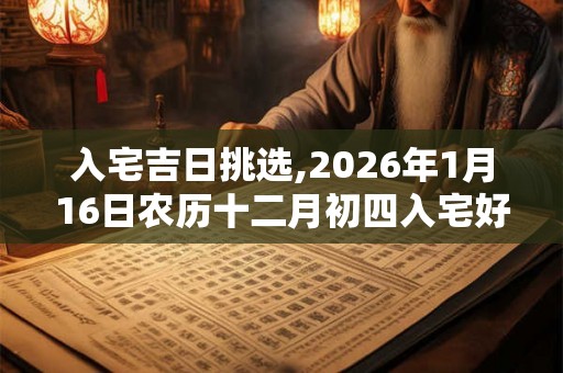 入宅吉日挑选,2026年1月16日农历十二月初四入宅好吗