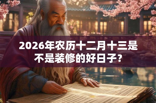 2026年农历十二月十三是不是装修的好日子？