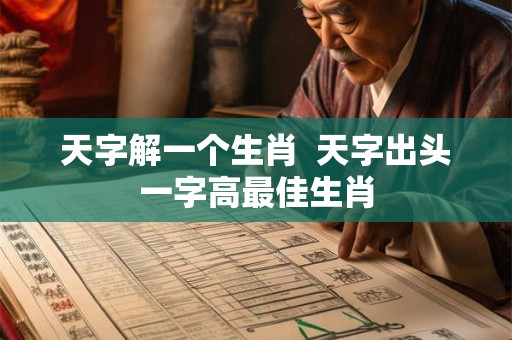 天字解一个生肖  天字出头一字高最佳生肖