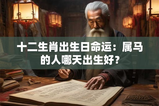 十二生肖出生日命运：属马的人哪天出生好？