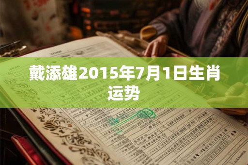 戴添雄2015年7月1日生肖运势