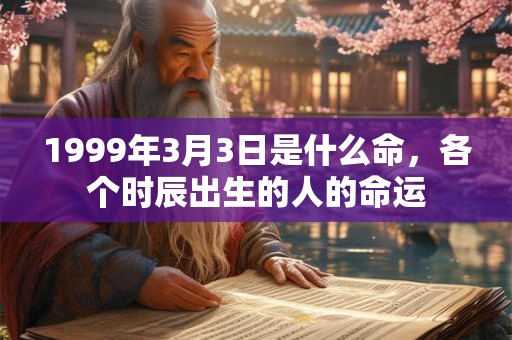 1999年3月3日是什么命，各个时辰出生的人的命运
