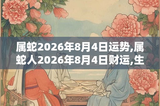 属蛇2026年8月4日运势,属蛇人2026年8月4日财运,生肖蛇2026年8月4日运势
