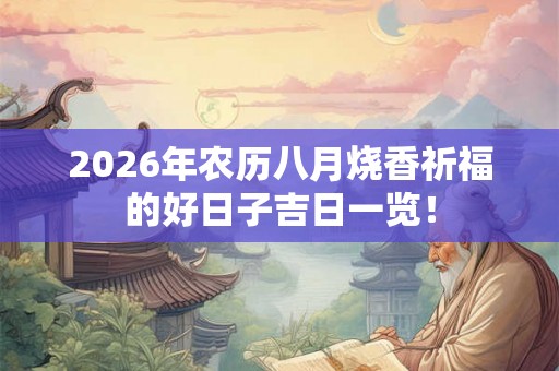 2026年农历八月烧香祈福的好日子吉日一览！