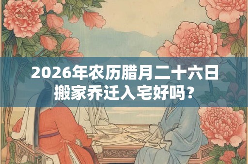 2026年农历腊月二十六日搬家乔迁入宅好吗？