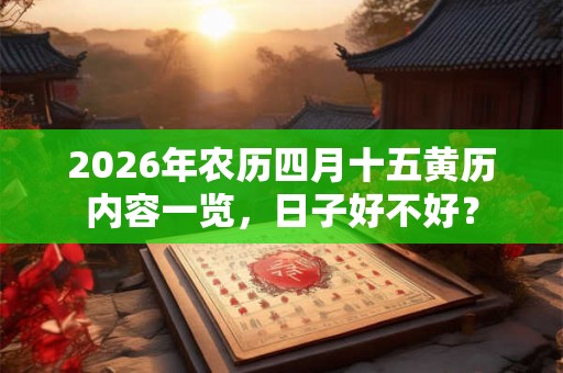 2026年农历四月十五黄历内容一览,日子好不好? 2026年农历四月十五黄历内容一览,日子好不好?