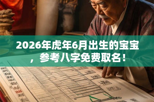 2026年虎年6月出生的宝宝，参考八字免费取名！