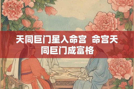 天同巨门星入命宫 命宫天同巨门成富格 天同巨门星入命宫 命宫天同巨门成富格