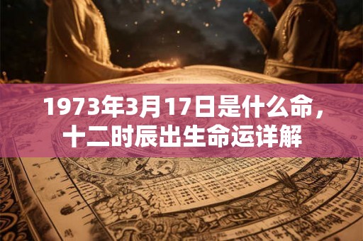1973年3月17日是什么命，十二时辰出生命运详解