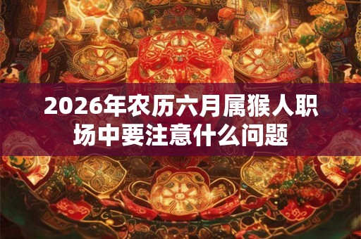 2026年农历六月属猴人职场中要注意什么问题