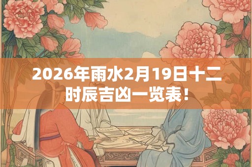 2026年雨水2月19日十二时辰吉凶一览表! 2026年雨水2月19日十二时辰吉凶一览表!