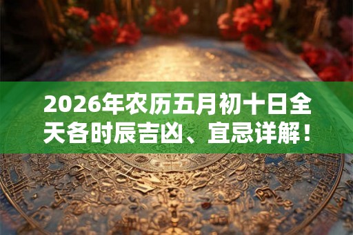 2026年农历五月初十日全天各时辰吉凶、宜忌详解! 2026年农历五月初十日全天各时辰吉凶、宜忌详解!