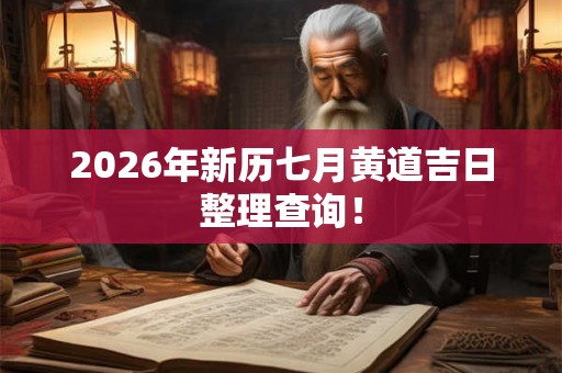 2026年新历七月黄道吉日整理查询！