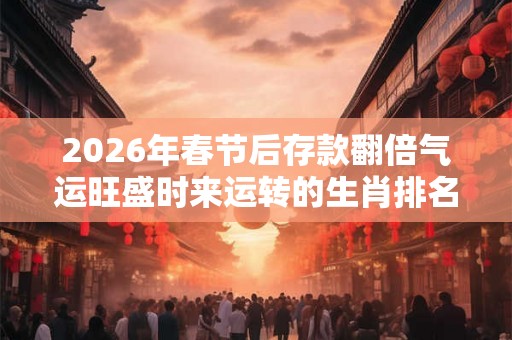 2026年春节后存款翻倍气运旺盛时来运转的生肖排名