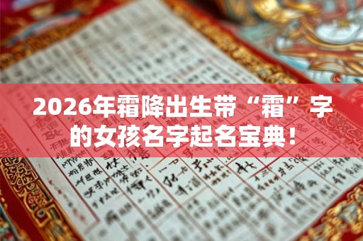2026年霜降出生带“霜”字的女孩名字起名宝典！