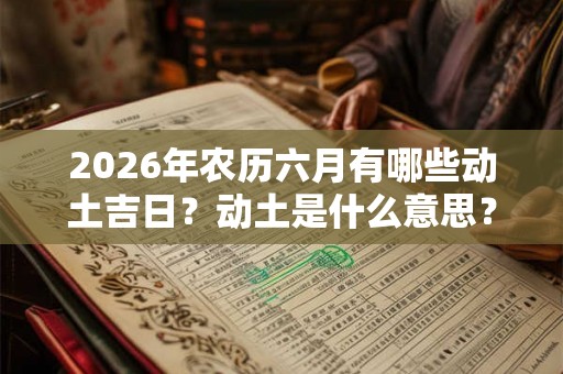 2026年农历六月有哪些动土吉日？动土是什么意思？