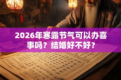 2026年寒露节气可以办喜事吗？结婚好不好？