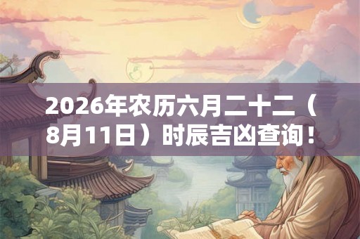 2026年农历六月二十二（8月11日）时辰吉凶查询！